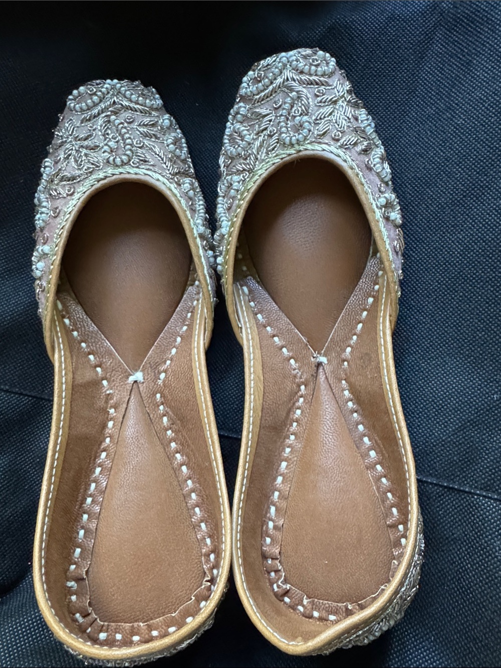Beaded Mauve Jutti Flats - Women